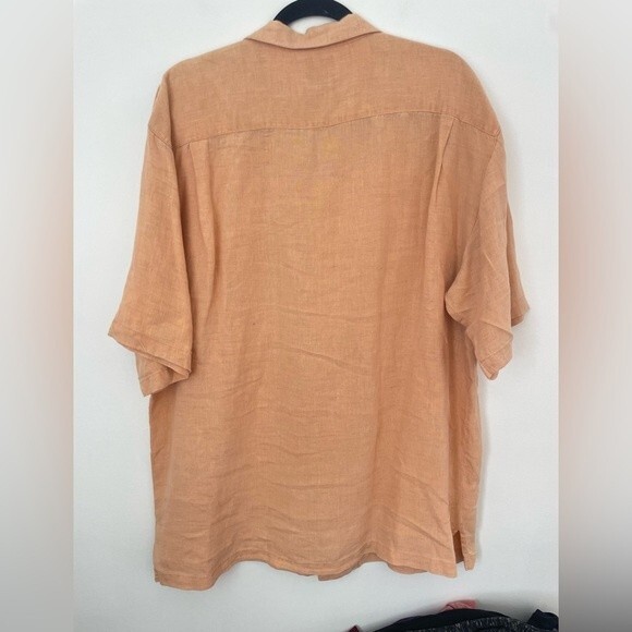 Tommy Bahama shirt men’s orange 100% linen short sleeve button up size large - Picture 6 of 7